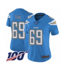 Women's Los Angeles Chargers #69 Sam Tevi Electric Blue Alternate Vapor Untouchable Limited Player 100th Season Football Jersey