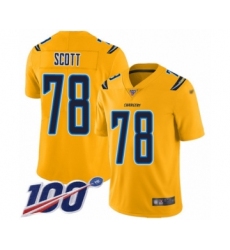 Youth Los Angeles Chargers #78 Trent Scott Limited Gold Inverted Legend 100th Season Football Jersey