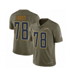 Youth Los Angeles Chargers #78 Trent Scott Limited Olive 2017 Salute to Service Football Jersey