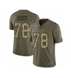 Youth Los Angeles Chargers #78 Trent Scott Limited Olive Camo 2017 Salute to Service Football Jersey