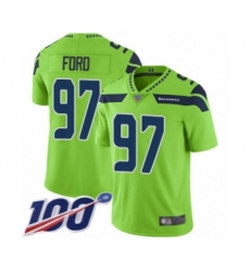 Men's Seattle Seahawks #97 Poona Ford Limited Green Rush Vapor Untouchable 100th Season Football Jersey