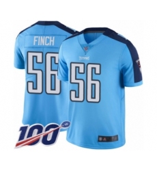 Men's Tennessee Titans #56 Sharif Finch Limited Light Blue Rush Vapor Untouchable 100th Season Football Jersey