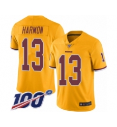 Men's Washington Redskins #13 Kelvin Harmon Limited Gold Rush Vapor Untouchable 100th Season Football Jersey