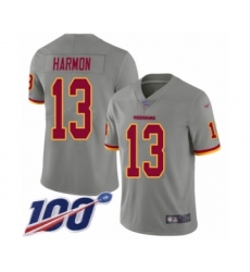 Men's Washington Redskins #13 Kelvin Harmon Limited Gray Inverted Legend 100th Season Football Jersey