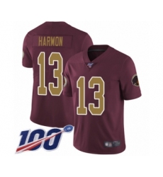 Youth Washington Redskins #13 Kelvin Harmon Burgundy Red Gold Number Alternate 80TH Anniversary Vapor Untouchable Limited Player 100th Season Football Jers
