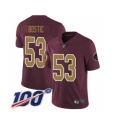 Youth Washington Redskins #53 Jon Bostic Burgundy Red Gold Number Alternate 80TH Anniversary Vapor Untouchable Limited Player 100th Season Football Jersey