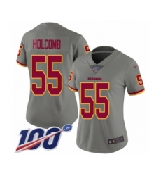 Women's Washington Redskins #55 Cole Holcomb Limited Gray Inverted Legend 100th Season Football Jersey