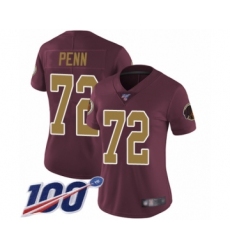 Women's Washington Redskins #72 Donald Penn Burgundy Red Gold Number Alternate 80TH Anniversary Vapor Untouchable Limited Player 100th Season Football Jers