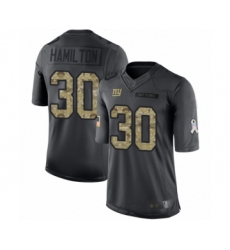 Men's New York Giants #30 Antonio Hamilton Limited Black 2016 Salute to Service Football Jersey