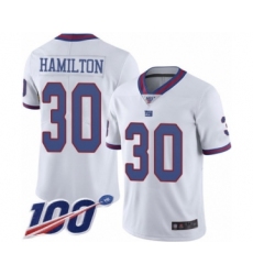 Men's New York Giants #30 Antonio Hamilton Limited White Rush Vapor Untouchable 100th Season Football Jersey