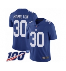 Men's New York Giants #30 Antonio Hamilton Royal Blue Team Color Vapor Untouchable Limited Player 100th Season Football Jersey