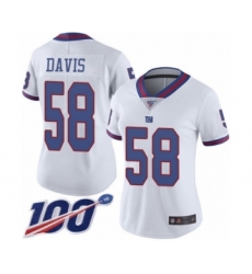 Women's New York Giants #58 Tae Davis Limited White Rush Vapor Untouchable 100th Season Football Jersey