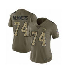 Women's New York Giants #74 Mike Remmers Limited Olive Camo 2017 Salute to Service Football Jersey