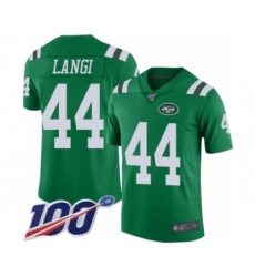 Men's New York Jets #44 Harvey Langi Limited Green Rush Vapor Untouchable 100th Season Football Jersey