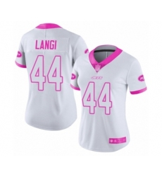 Women's New York Jets #44 Harvey Langi Limited White Pink Rush Fashion Football Jersey