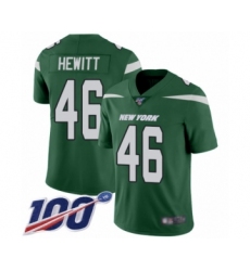 Men's New York Jets #46 Neville Hewitt Green Team Color Vapor Untouchable Limited Player 100th Season Football Jersey