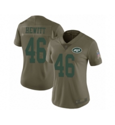 Women's New York Jets #46 Neville Hewitt Limited Olive 2017 Salute to Service Football Jersey