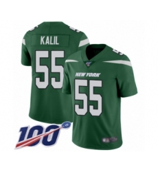 Youth New York Jets #55 Ryan Kalil Green Team Color Vapor Untouchable Limited Player 100th Season Football Jersey