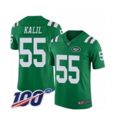 Youth New York Jets #55 Ryan Kalil Limited Green Rush Vapor Untouchable 100th Season Football Jersey