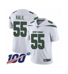 Youth New York Jets #55 Ryan Kalil White Vapor Untouchable Limited Player 100th Season Football Jersey