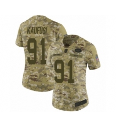 Women's New York Jets #91 Bronson Kaufusi Limited Camo 2018 Salute to Service Football Jersey