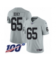 Youth Oakland Raiders #65 Jordan Devey Limited Silver Inverted Legend 100th Season Football Jersey