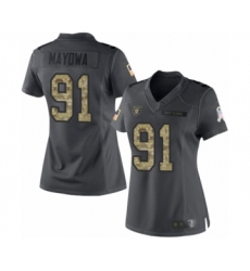 Women's Oakland Raiders #91 Benson Mayowa Limited Black 2016 Salute to Service Football Jersey