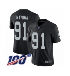 Youth Oakland Raiders #91 Benson Mayowa Black Team Color Vapor Untouchable Limited Player 100th Season Football Jersey