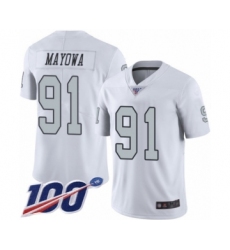 Youth Oakland Raiders #91 Benson Mayowa Limited White Rush Vapor Untouchable 100th Season Football Jersey