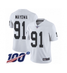 Youth Oakland Raiders #91 Benson Mayowa White Vapor Untouchable Limited Player 100th Season Football Jersey