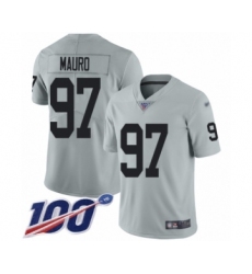 Men's Oakland Raiders #97 Josh Mauro Limited Silver Inverted Legend 100th Season Football Jersey