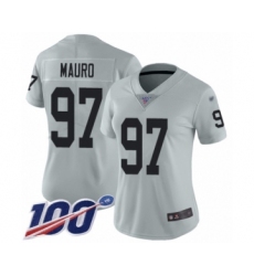 Women's Oakland Raiders #97 Josh Mauro Limited Silver Inverted Legend 100th Season Football Jersey