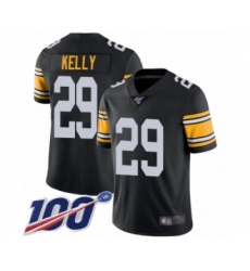 Men's Pittsburgh Steelers #29 Kam Kelly Black Alternate Vapor Untouchable Limited Player 100th Season Football Jersey