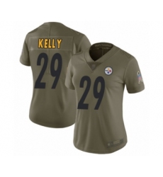 Women's Pittsburgh Steelers #29 Kam Kelly Limited Olive 2017 Salute to Service Football Jersey