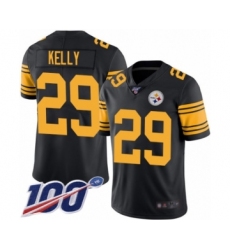 Youth Pittsburgh Steelers #29 Kam Kelly Limited Black Rush Vapor Untouchable 100th Season Football Jersey