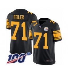 Men's Pittsburgh Steelers #71 Matt Feiler Limited Black Rush Vapor Untouchable 100th Season Football Jersey
