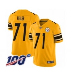 Youth Pittsburgh Steelers #71 Matt Feiler Limited Gold Inverted Legend 100th Season Football Jersey