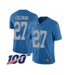 Youth Detroit Lions #27 Justin Coleman Blue Alternate Vapor Untouchable Limited Player 100th Season Football Jersey