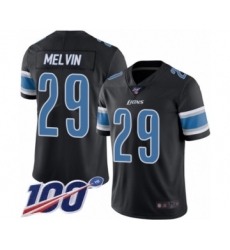 Men's Detroit Lions #29 Rashaan Melvin Limited Black Rush Vapor Untouchable 100th Season Football Jersey
