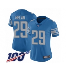 Women's Detroit Lions #29 Rashaan Melvin Blue Team Color Vapor Untouchable Limited Player 100th Season Football Jersey