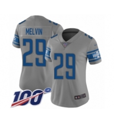Women's Detroit Lions #29 Rashaan Melvin Limited Gray Inverted Legend 100th Season Football Jersey