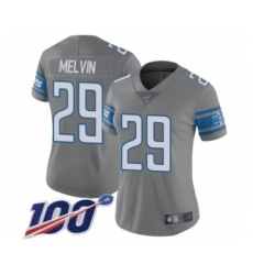 Women's Detroit Lions #29 Rashaan Melvin Limited Steel Rush Vapor Untouchable 100th Season Football Jersey
