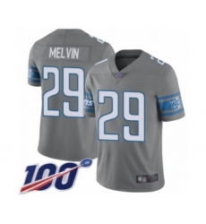 Youth Detroit Lions #29 Rashaan Melvin Limited Steel Rush Vapor Untouchable 100th Season Football Jersey
