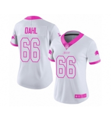 Women's Detroit Lions #66 Joe Dahl Limited White Pink Rush Fashion Football Jersey