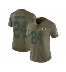 Women's Green Bay Packers #24 Raven Greene Limited Olive 2017 Salute to Service Football Jersey