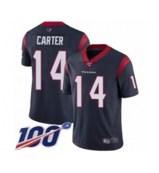 Men's Houston Texans #14 DeAndre Carter Navy Blue Team Color Vapor Untouchable Limited Player 100th Season Football Jersey