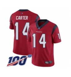 Youth Houston Texans #14 DeAndre Carter Red Alternate Vapor Untouchable Limited Player 100th Season Football Jersey