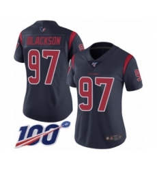 Women's Houston Texans #97 Angelo Blackson Limited Navy Blue Rush Vapor Untouchable 100th Season Football Jersey