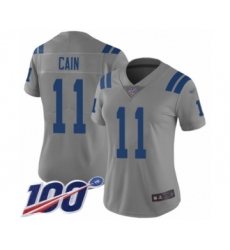Women's Indianapolis Colts #11 Deon Cain Limited Gray Inverted Legend 100th Season Football Jersey