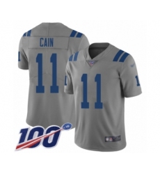 Youth Indianapolis Colts #11 Deon Cain Limited Gray Inverted Legend 100th Season Football Jersey
